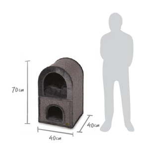 2 Chambers Cat Den - Charcoal