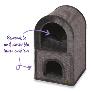 2 Chambers Cat Den - Charcoal