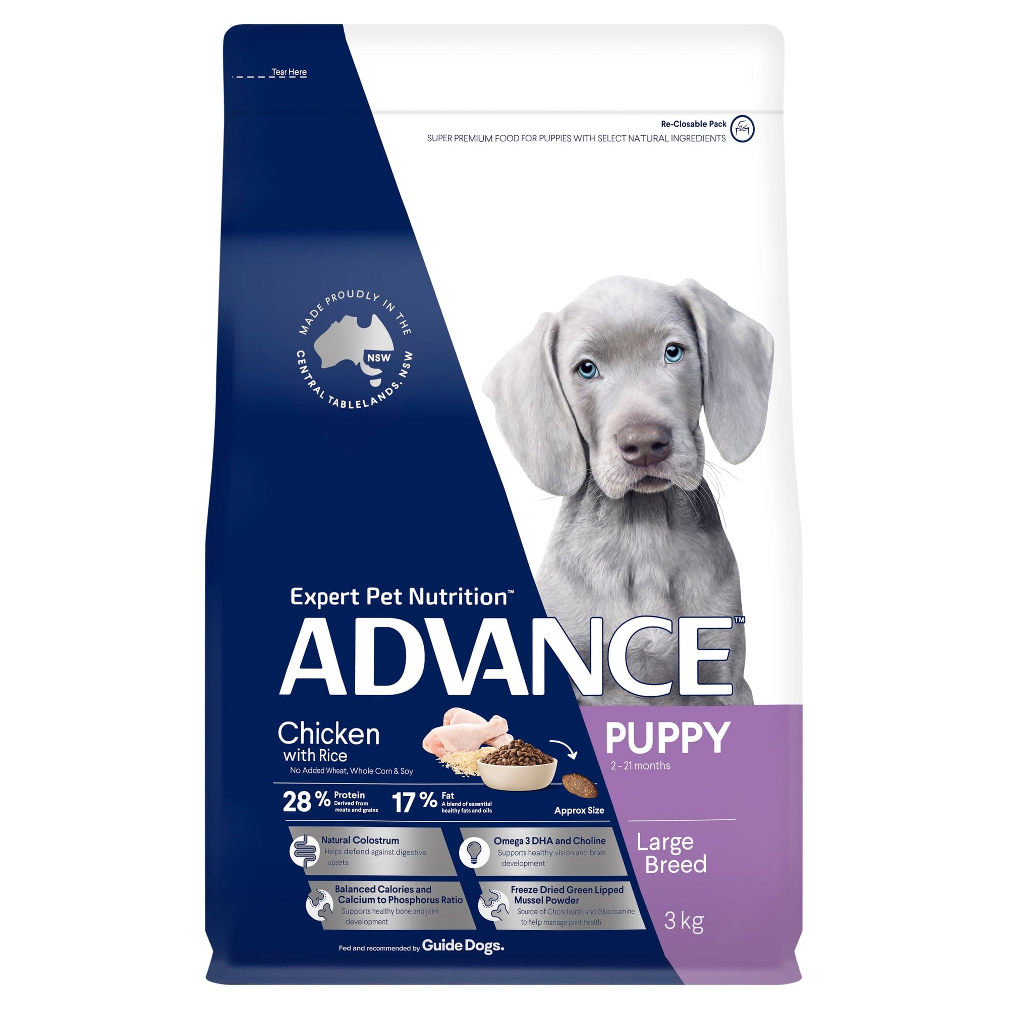 Advance Dog Dry Food Advance Puppy Large Breed Chicken & Rice 3Kg