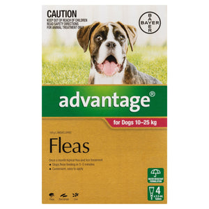 Advantage Dog Flea,Tick & Worming Treatments Advantage Dog Lrg 10-25Kg 4 Pack