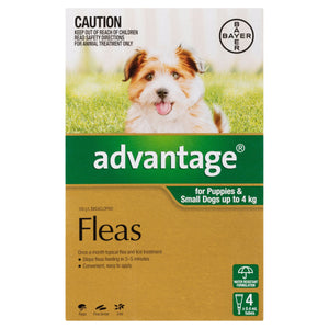 Advantage Dog Flea,Tick & Worming Treatments Advantage Dog Sml Up To 4Kg 4 Pack