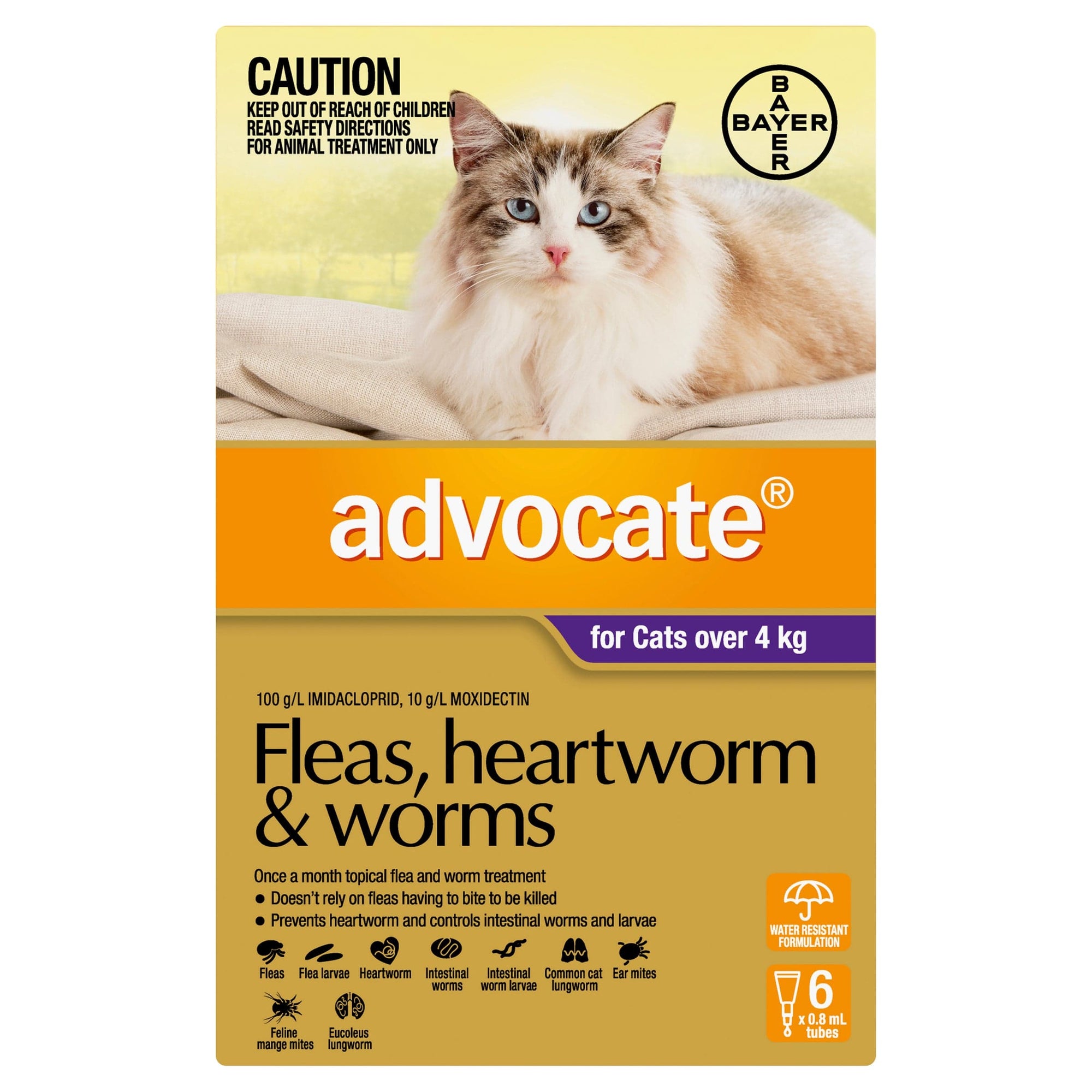 Advocate Cat Flea, & Worming Treatments Advocate Cat Large over 4kg 6 pack