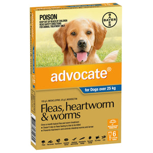 Advocate Dog Flea,Tick & Worming Treatments Advocate Dog Large 25kg+ 6 pack