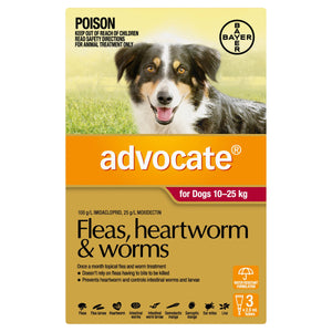 Advocate Dog Flea,Tick & Worming Treatments Advocate Dog Medium 10-25kg 3 pack