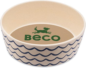 Beco Printed Bamboo Food and Water Dog Bowl Waves