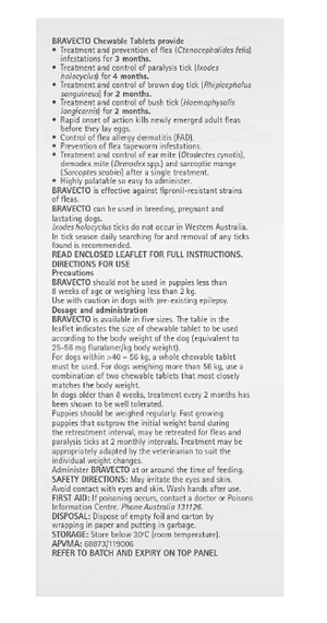 Bravecto Dog Flea,Tick & Worming Treatments Bravecto Chew For Extra Large Dogs 3 Month Pack 40-56kg