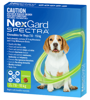 Nexgard Spectra Dog Flea,Tick & Worming Treatments Nexgard Spectra Green 7.6-15kg Dog 6 Pack