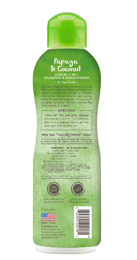 Tropiclean Dog Shampoo & Conditioners TropiClean Papaya & Coconut Luxury 2-in-1 Dog & Cat Shampoo & Conditioner 20oz