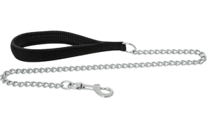 Yours Droolly Dog Collars, Leads & Harnesses Black Padded Dog Lead with Chain 122cm