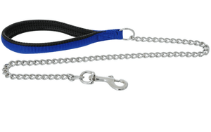 Yours Droolly Dog Collars, Leads & Harnesses Blue Padded Dog Lead with Chain 122cm