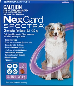 Nexgard Spectra Purple 15.1-30kg Dog 3 pack