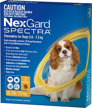 Nexgard Spectra Yellow 3.6-7.5kg 3 pack
