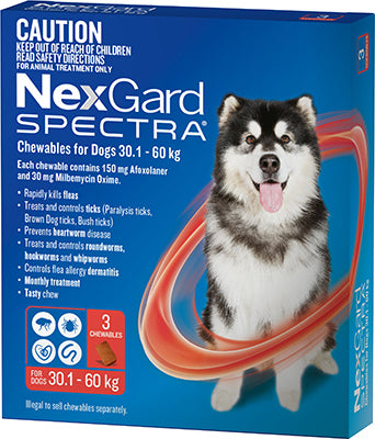 Nexgard Spectra Red 30.1-60kg Dogs 3 pack