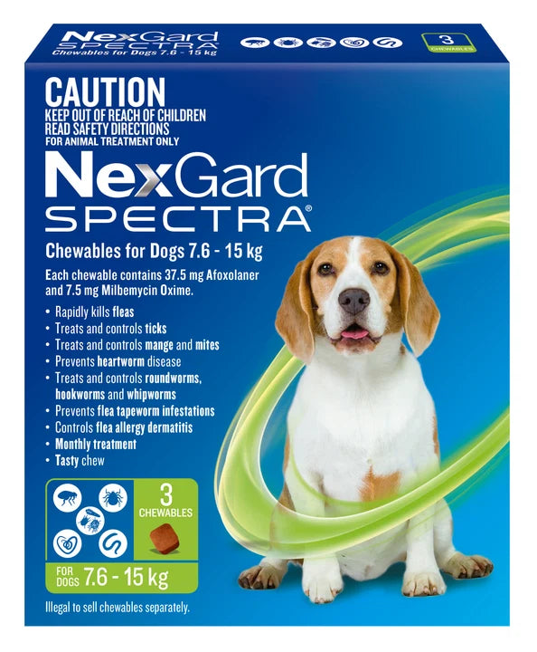 Nexgard Spectra Green 7.6-15kg Dog 3 Pack