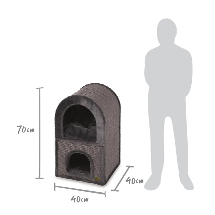 2 Chambers Cat Den - Charcoal