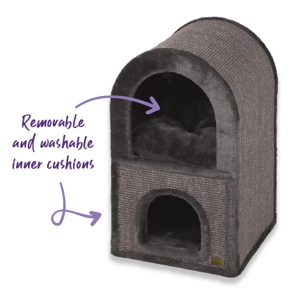 2 Chambers Cat Den - Charcoal