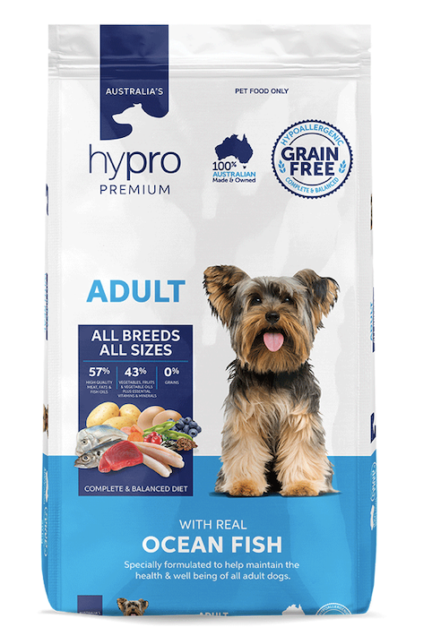 Hypro Premium Dog Food Adult Ocean Fish Grain Free 20kg Robbos pet barn