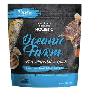 Absolute Holistic Dog Treats Air Dried Dog Treats Oceanic Farm Blue Mackerel & Lamb 100gm
