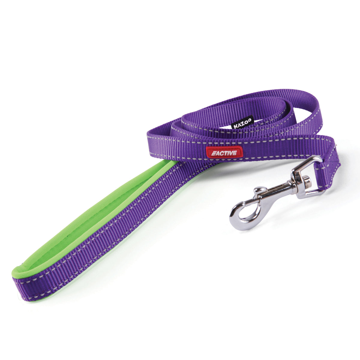 Kazoo Active Nylon Reflective Lead Purple Lime 1800 x 25mm