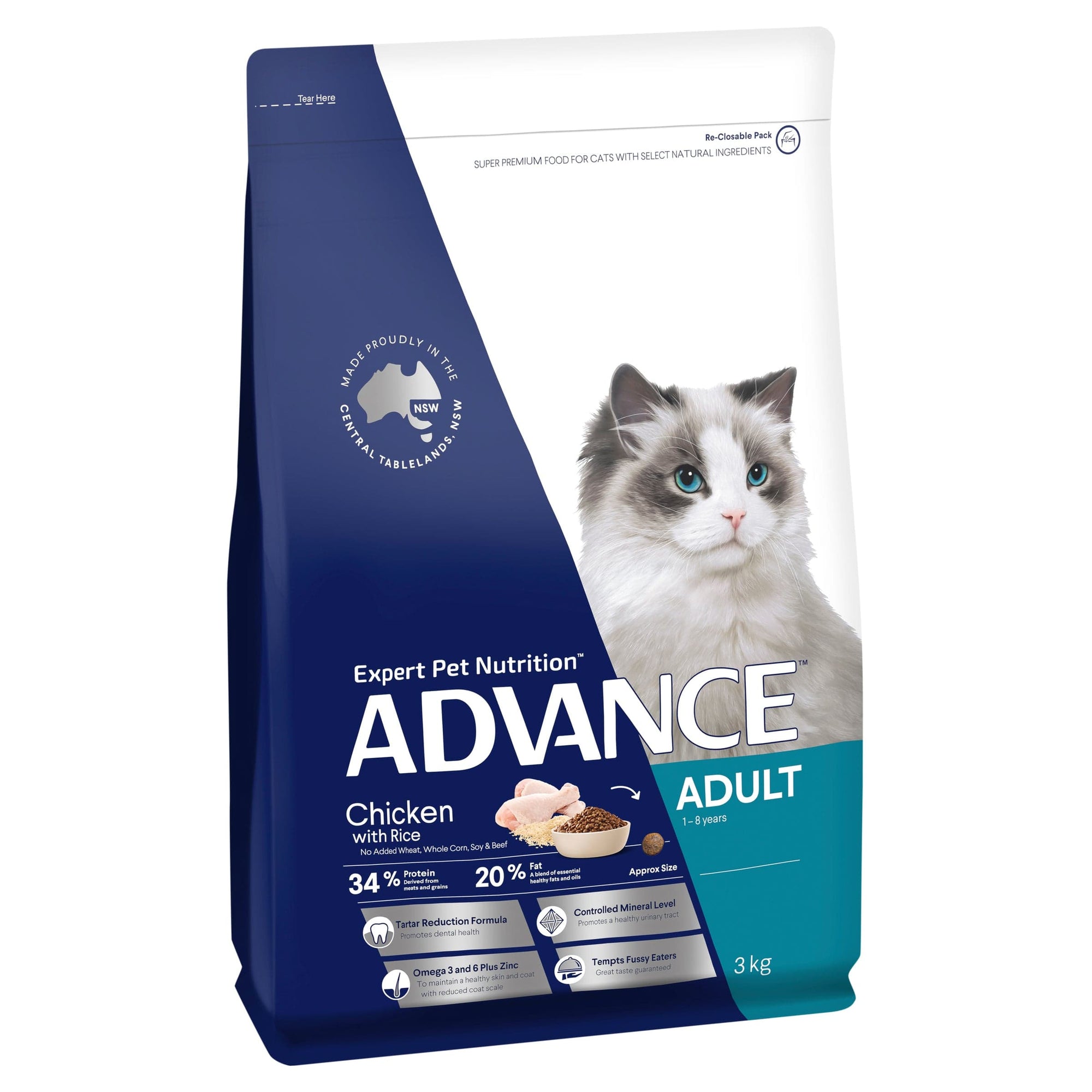 Advance Cat Dry Food Advance Adult Cat Chicken 3Kg