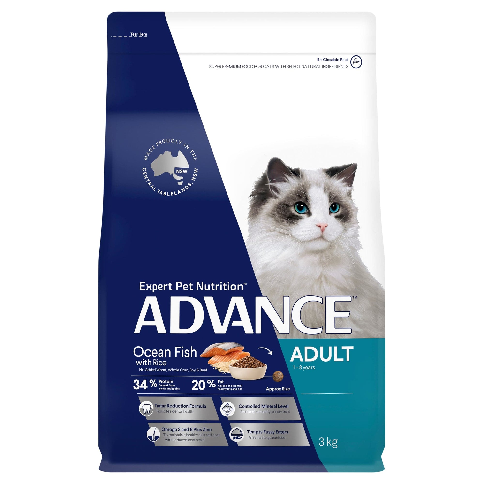 Advance Cat Dry Food Advance Adult Cat Fish 3Kg