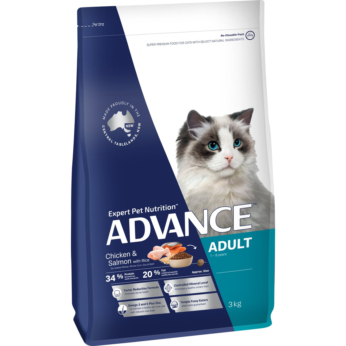 Advance Cat Adult Chicken & Salmon 3Kg - Robbos pet barn