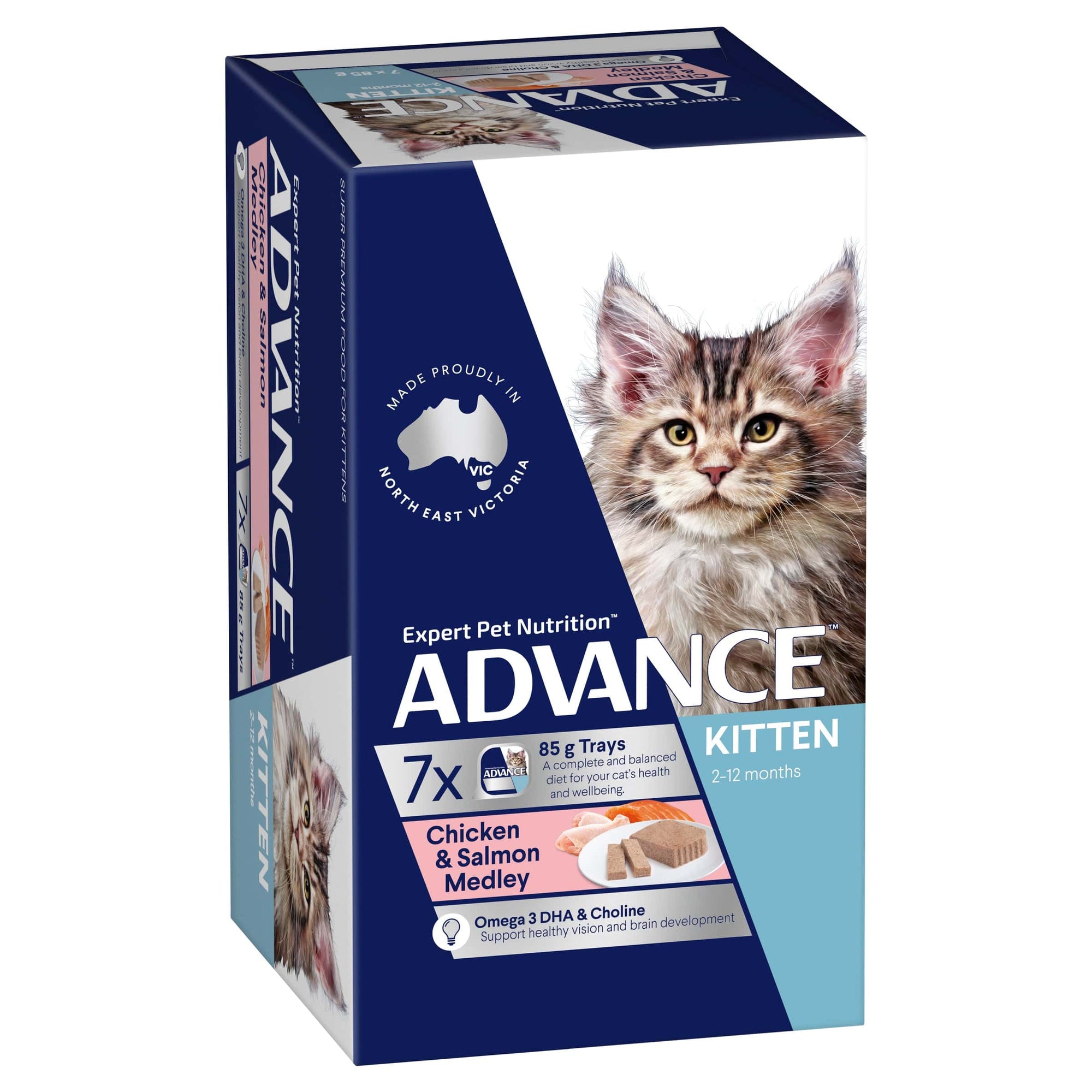 Advance Cat Wet Food Default Advance Kitten Chicken & Salmon 7 x  85g pouches