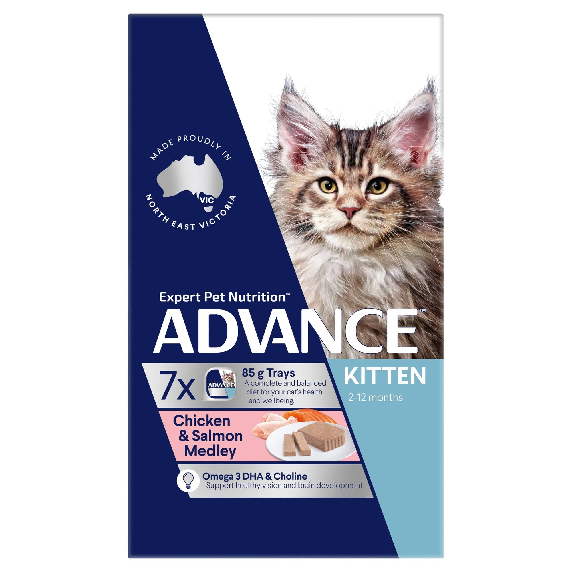 Advance Cat Wet Food Default Advance Kitten Chicken & Salmon 7 x  85g pouches