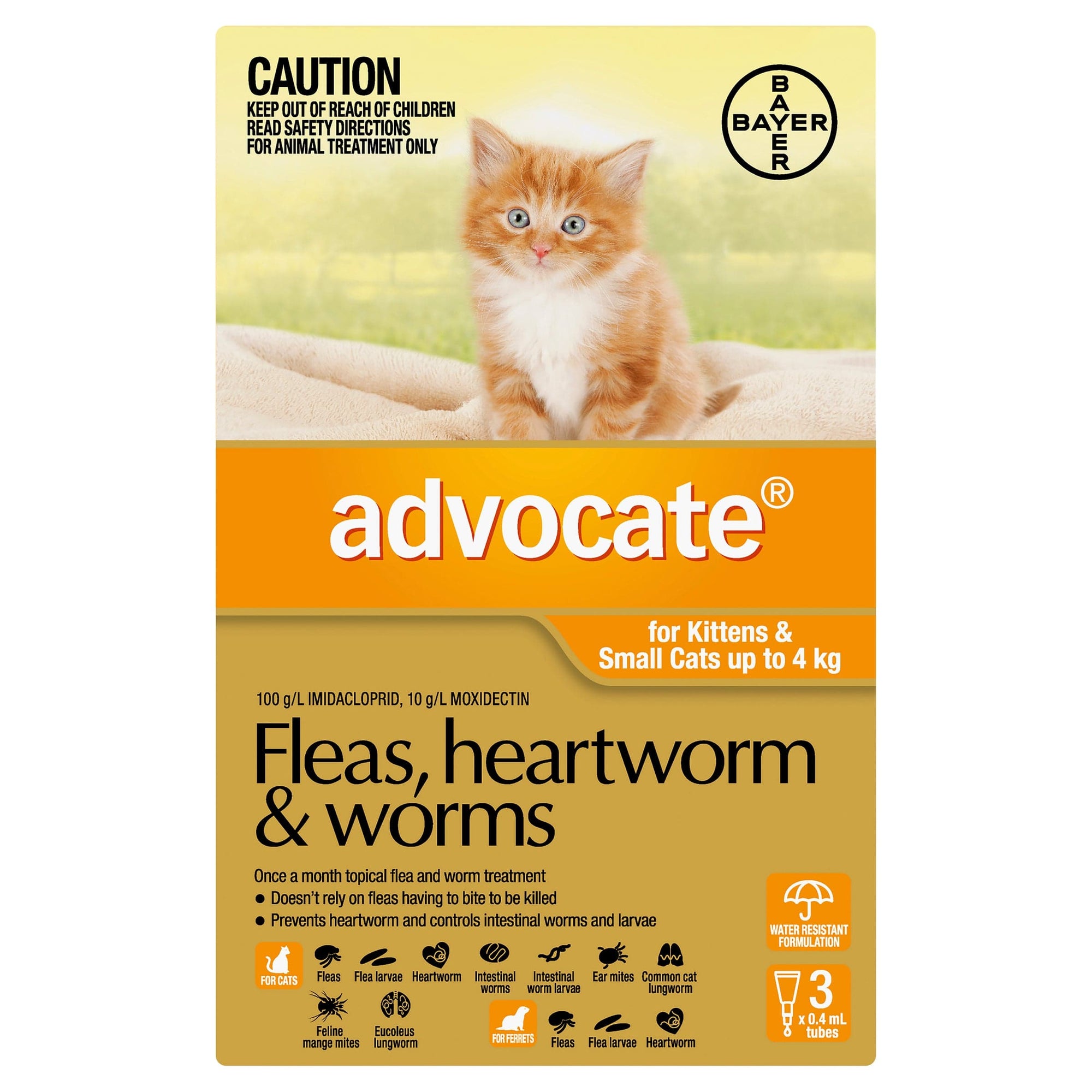 Advocate Cat Flea, & Worming Treatments Advocate Cat Small under 4kg 3 pack