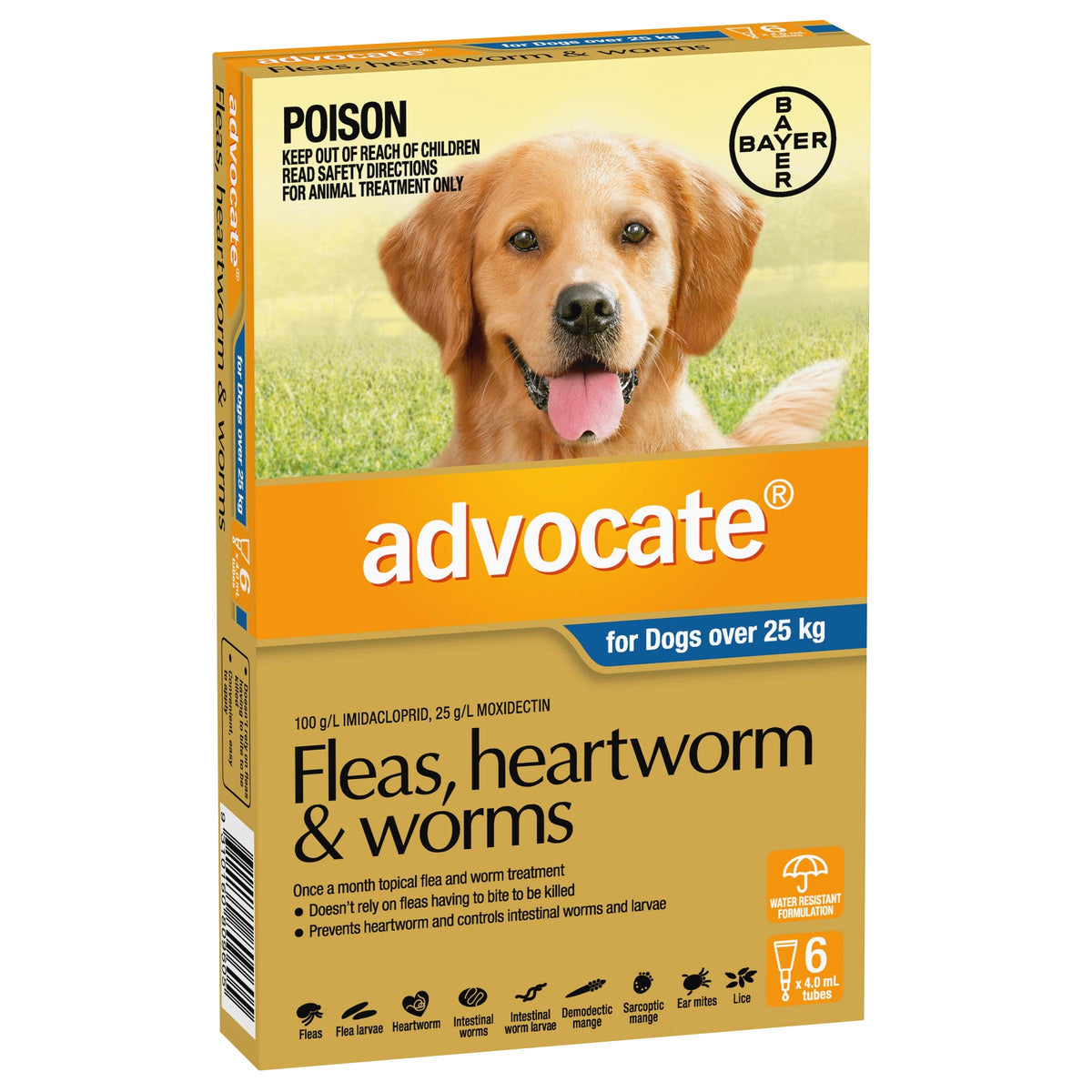 Advocate Dog Flea,Tick & Worming Treatments Advocate Dog Large 25kg+ 6 pack