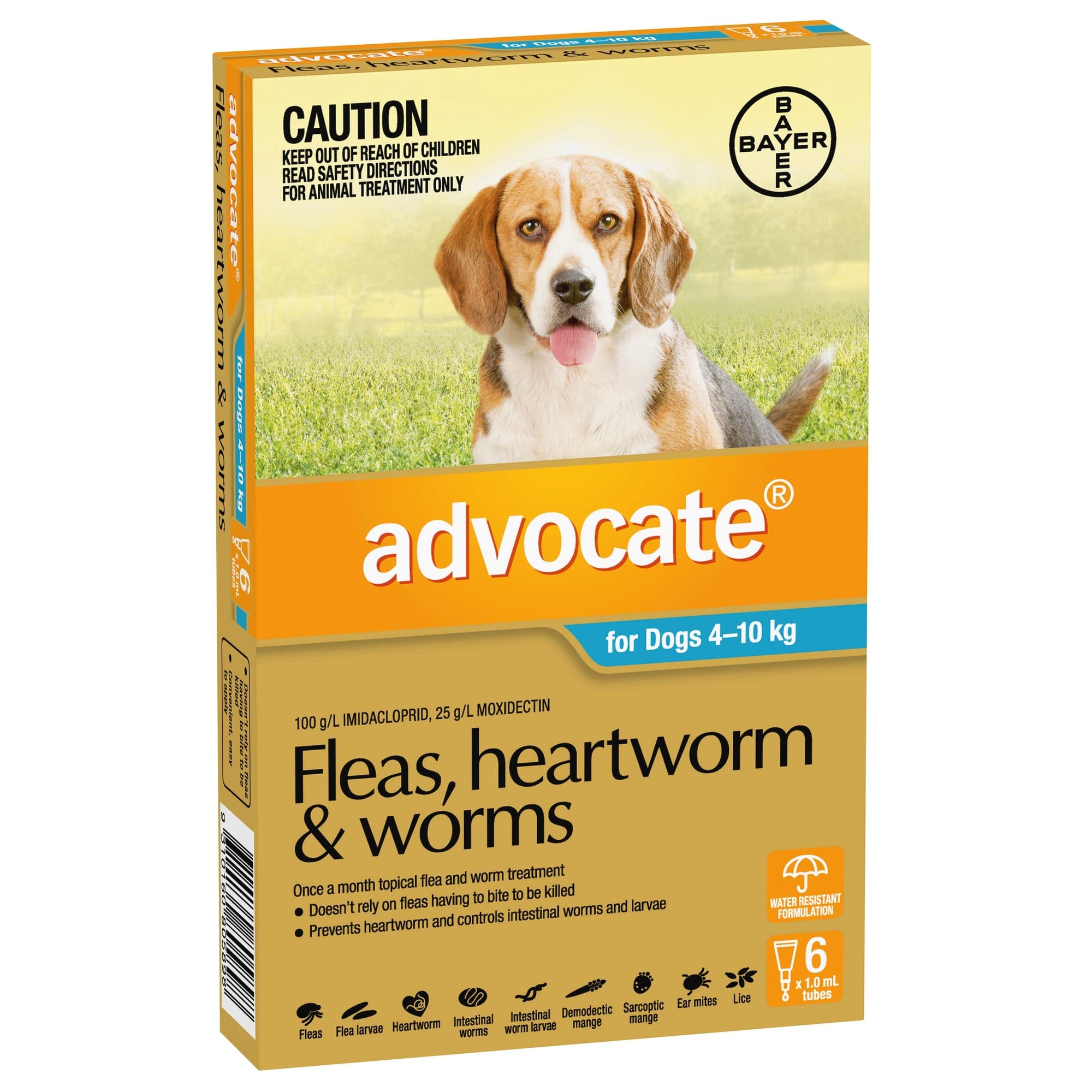 Advocate Dog Flea,Tick & Worming Treatments Advocate Dog Small 4-10kg 6 pack