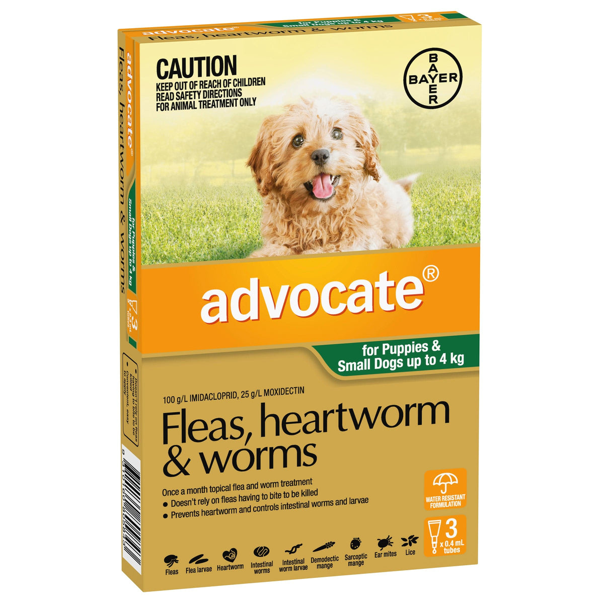 Advocate Dog Flea,Tick & Worming Treatments Advocate Puppy & Small Dogs up to 4kg 3 pack