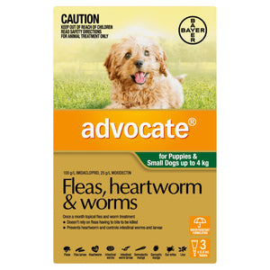 Advocate Dog Flea,Tick & Worming Treatments Advocate Puppy & Small Dogs up to 4kg 3 pack