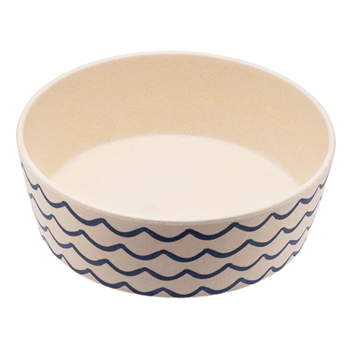 Beco Printed Bamboo Food and Water Dog Bowl Waves