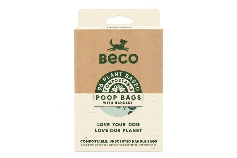 Beco Bags Compostable Dog Poop Bags w/ Handles Unscented 96 Pack