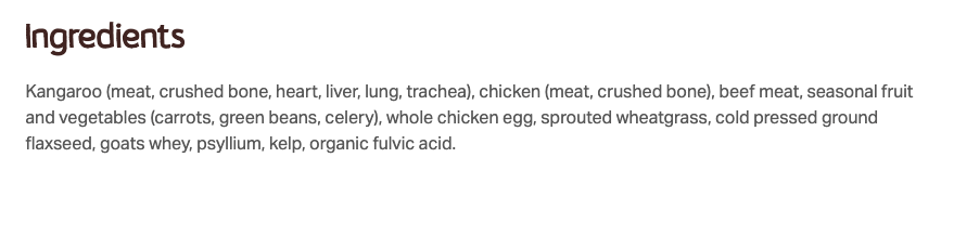 Big Dog Cat Raw Food Big Dog Barf Cat Kangaroo 1.38kg ( 12 x 115g patties)