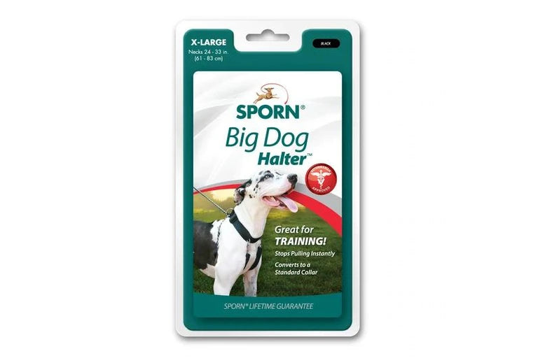 Sporn X-Large Black Big Dog Halter Harness for Necks 61cm to 83cm
