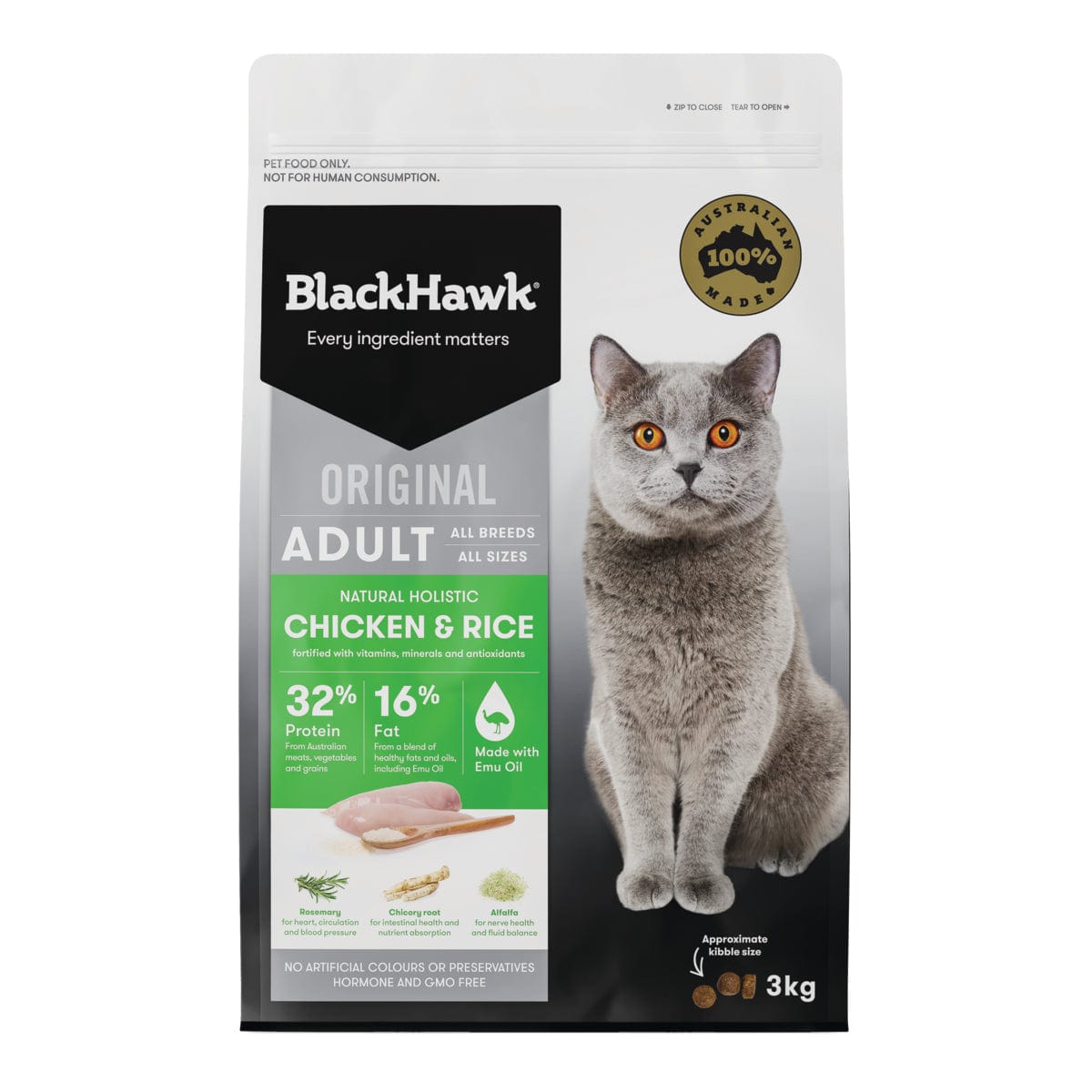 Black Hawk Cat Dry Food Black Hawk Cat Chicken & Rice 3Kg