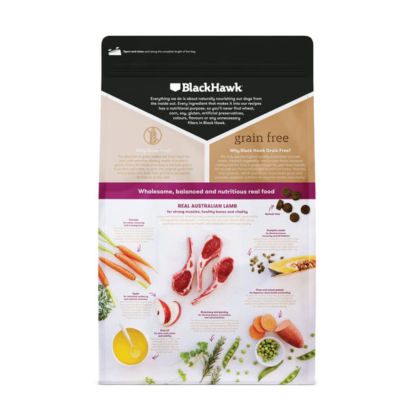 Black Hawk Dog Food Grain Free Lamb 15Kg Robbos pet barn