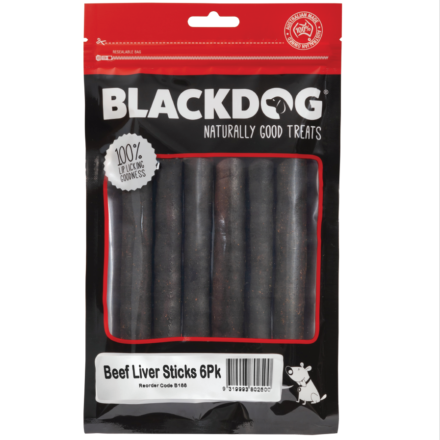BlackDog Beef Liver Sticks 6 Pk