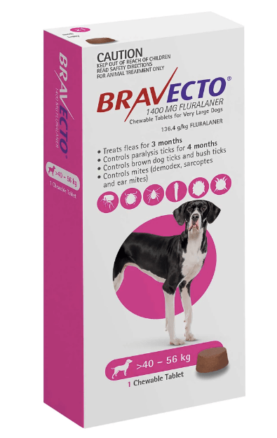 Bravecto Dog Flea,Tick & Worming Treatments Bravecto Chew For Extra Large Dogs 3 Month Pack 40-56kg