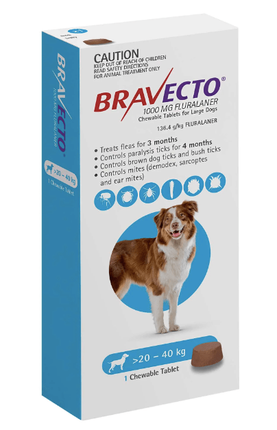 Bravecto Dog Flea,Tick & Worming Treatments Bravecto Chew For Large Dogs 3 Month Pack 20-40kg