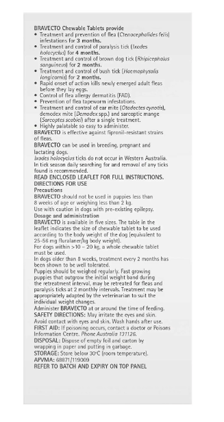 Bravecto Dog Flea,Tick & Worming Treatments Bravecto Chew For Medium Dogs 3 Month Pack 10-20kg