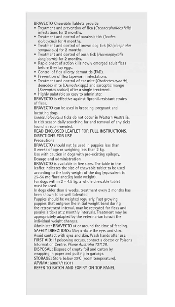 Bravecto Dog Flea,Tick & Worming Treatments Bravecto Chew For Very Small Dogs 3 Month Pack 2.8-4.5kg