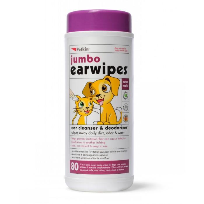 Petkin Jumbo Pet Ear Wipes - 80 Pack