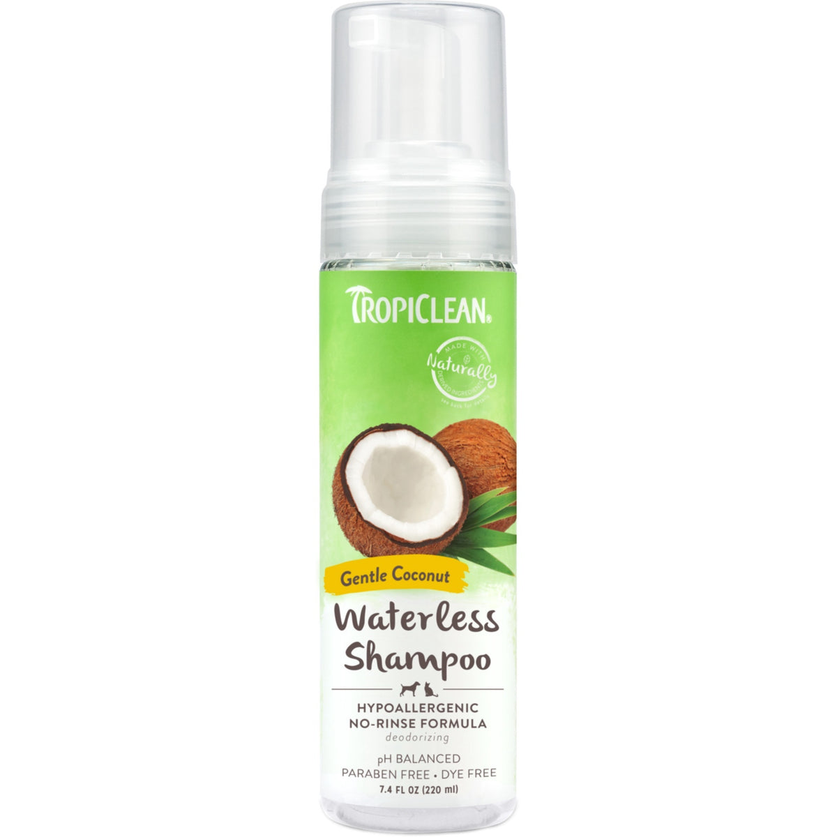 TropiClean Waterless Hypoallergenic Gentle Coconut Shampoo 220ml