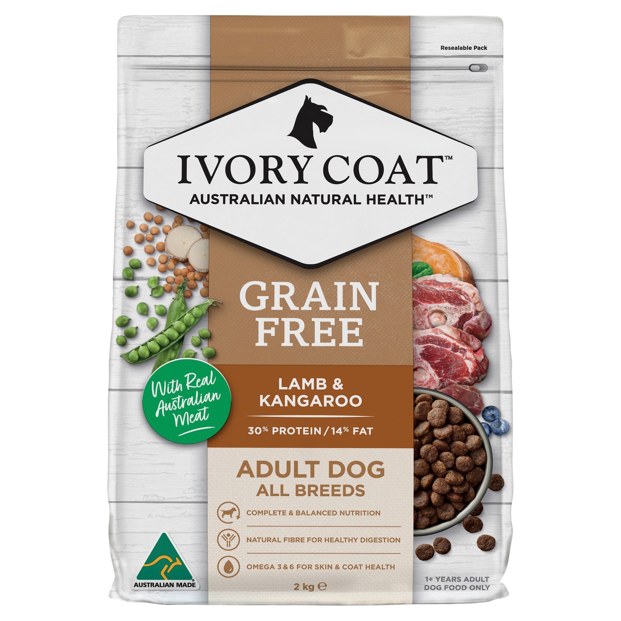 Ivory Coat Dog Dry Food Ivory Coat Dog Grain Free Lamb & Kangaroo 2kg