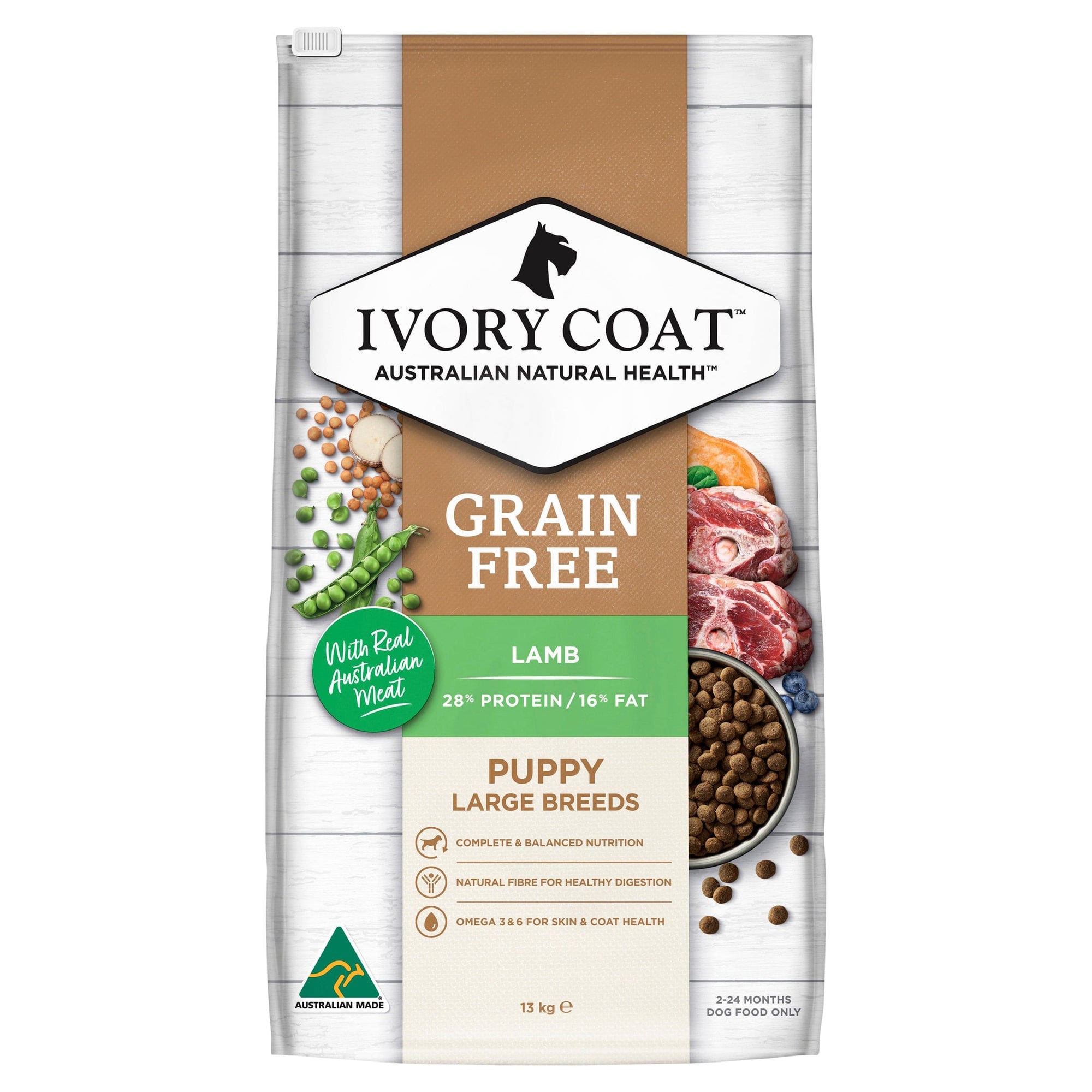 Ivory Coat Dog Dry Food Ivory Coat Grain Free Puppy Large Breed Lamb 13kg