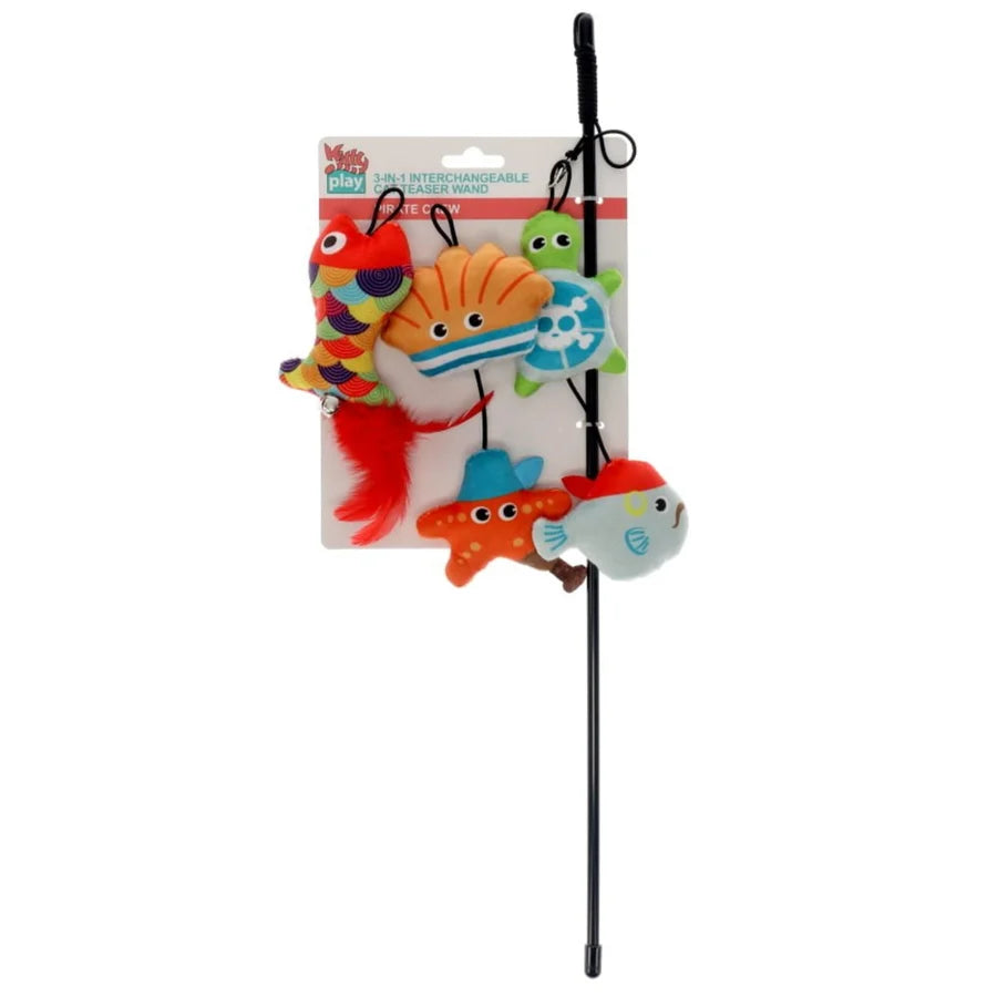 Kitty Play 3-in-1 Interchangeable Cat Teaser Wand - Pirate Crew