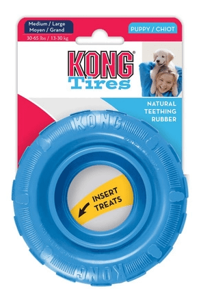 Kong Dog Toy Kong Puppy Tire Medium Blue